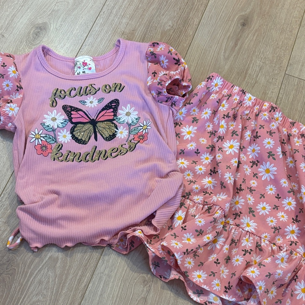 Pink Butterfly Kids Matching Set